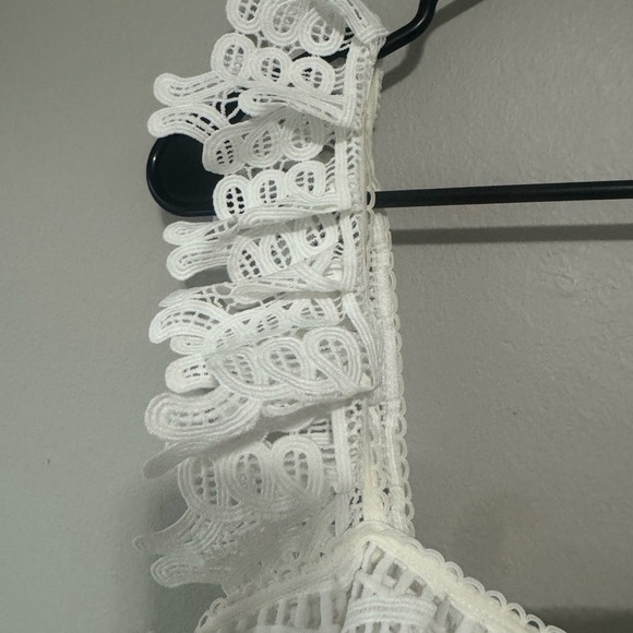 Anthropologie eri + Ali ruffled fairy crochet top White Lace size large - Picture 4 of 7